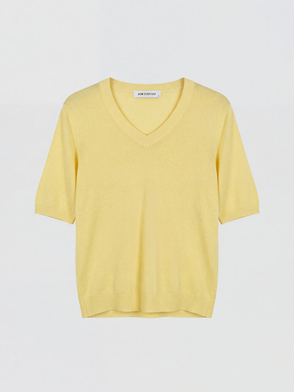 Sarı V Yaka Kadın Triko Kazak