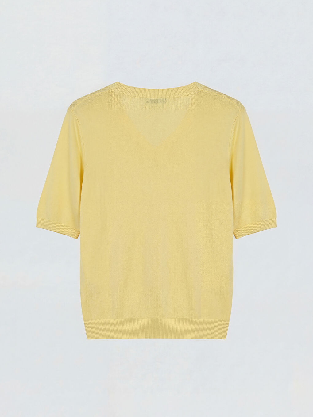 Sarı V Yaka Kadın Triko Kazak-1