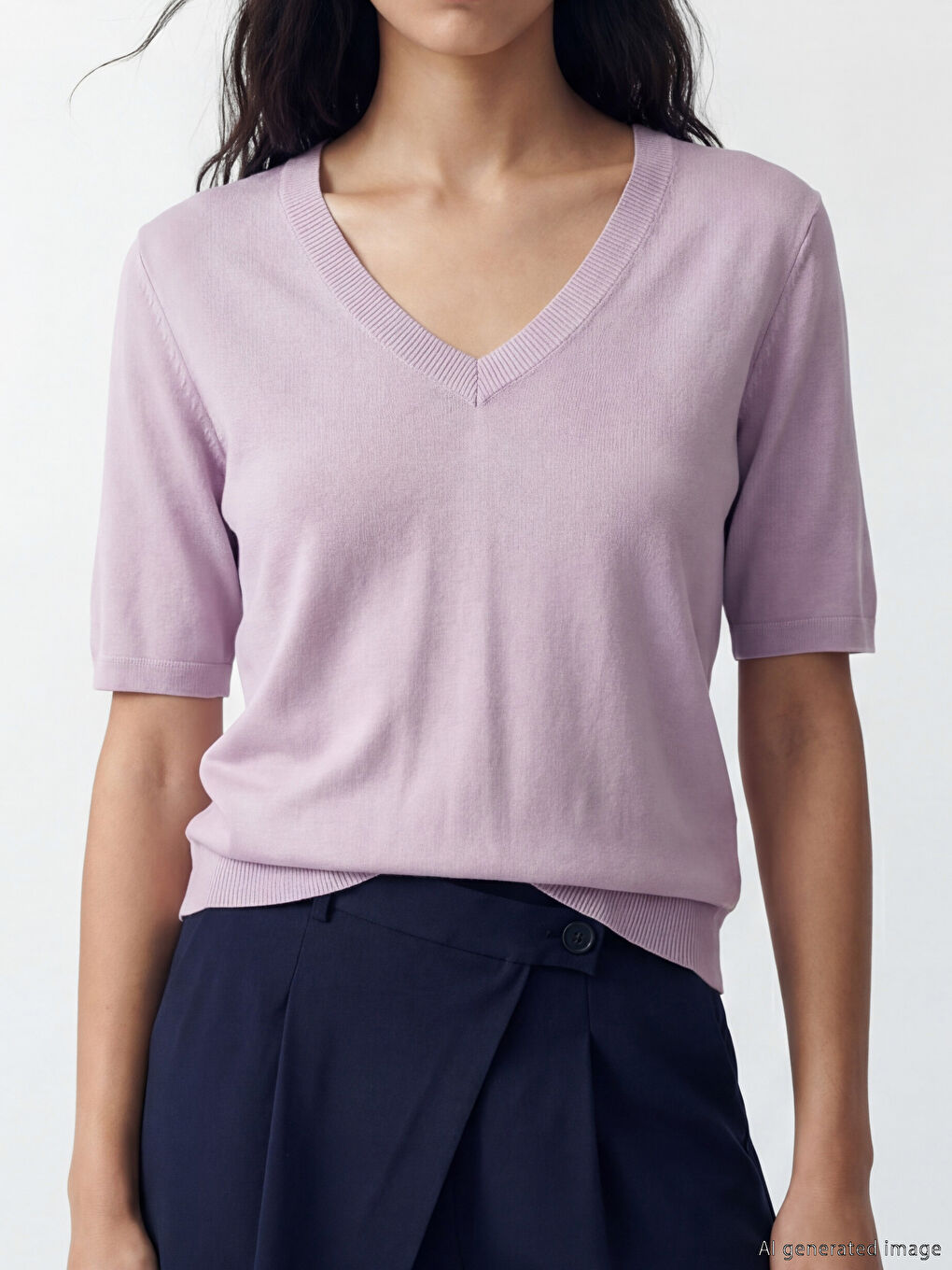 V Neck Women's Knitwear Sweater-2