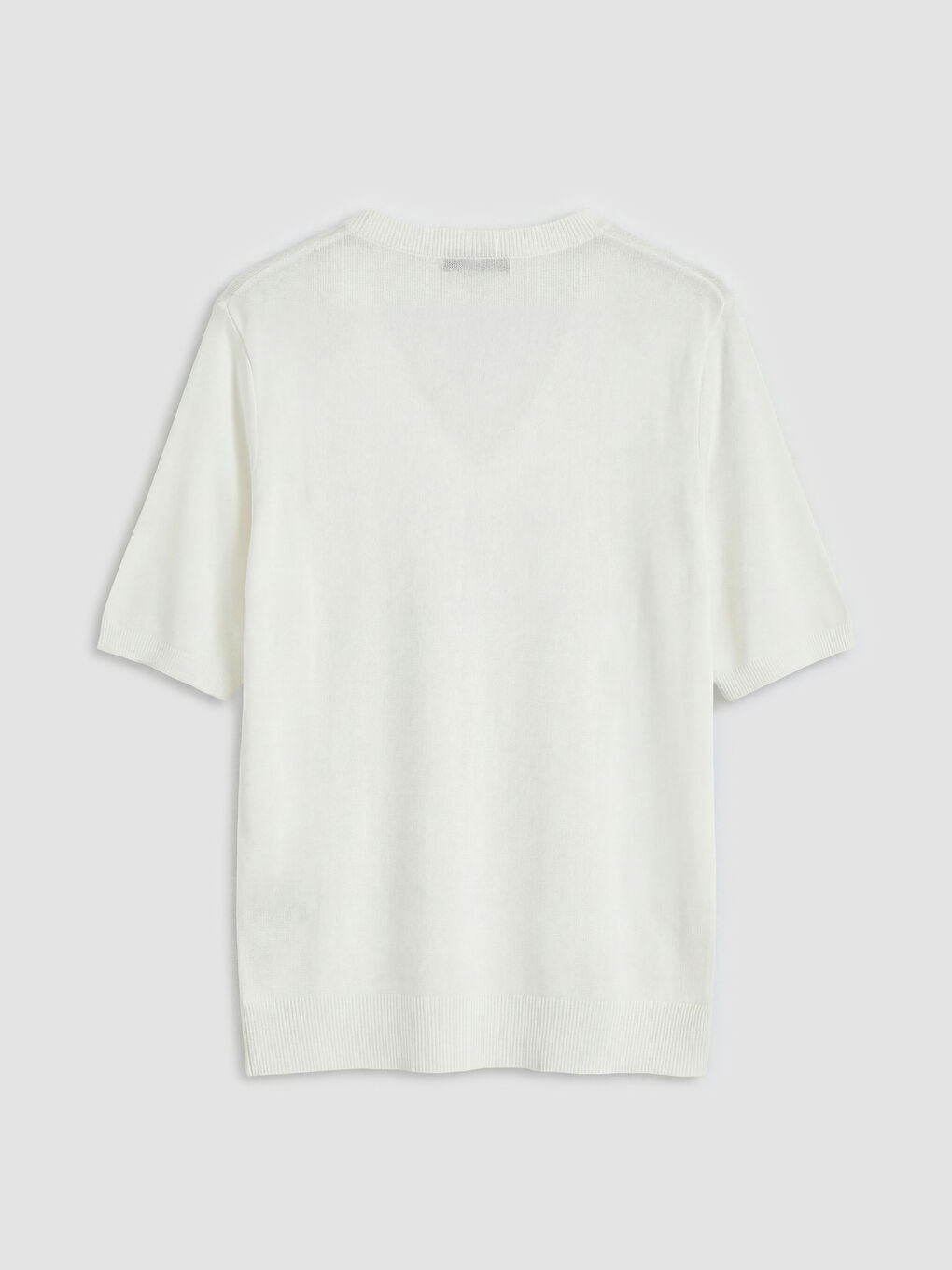 Ekru V Yaka Kadın Triko Kazak-1