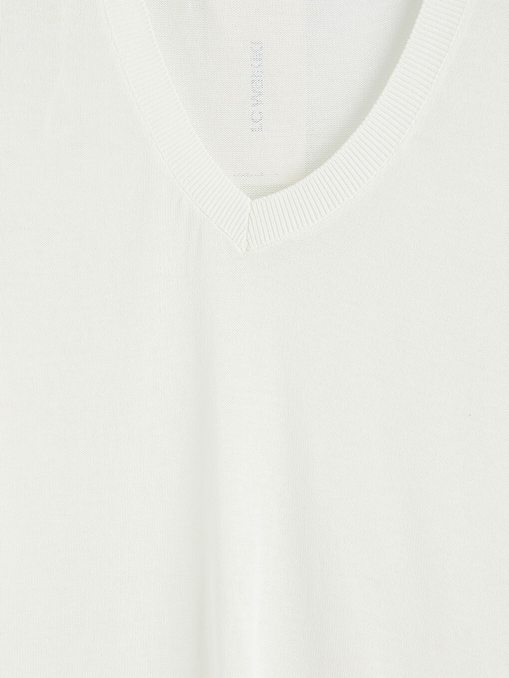 Ekru V Yaka Kadın Triko Kazak-2