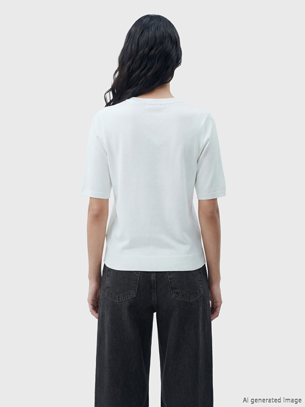 Pull-over en tricot à encolure en V pour femme-3