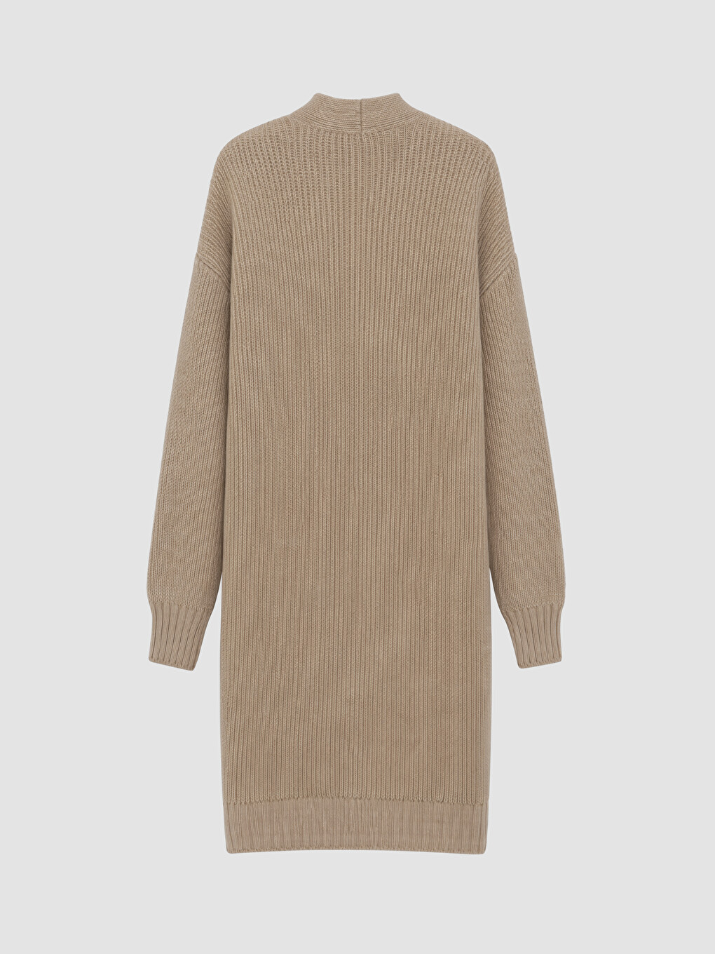 Bej Şal Yaka Oversize Kadın Triko Hırka-6