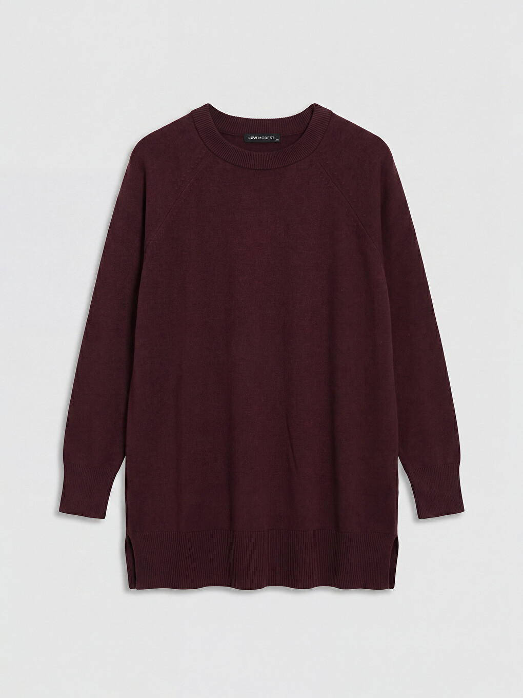 Bordo Bisiklet Yaka Kadın Triko Tunik-4