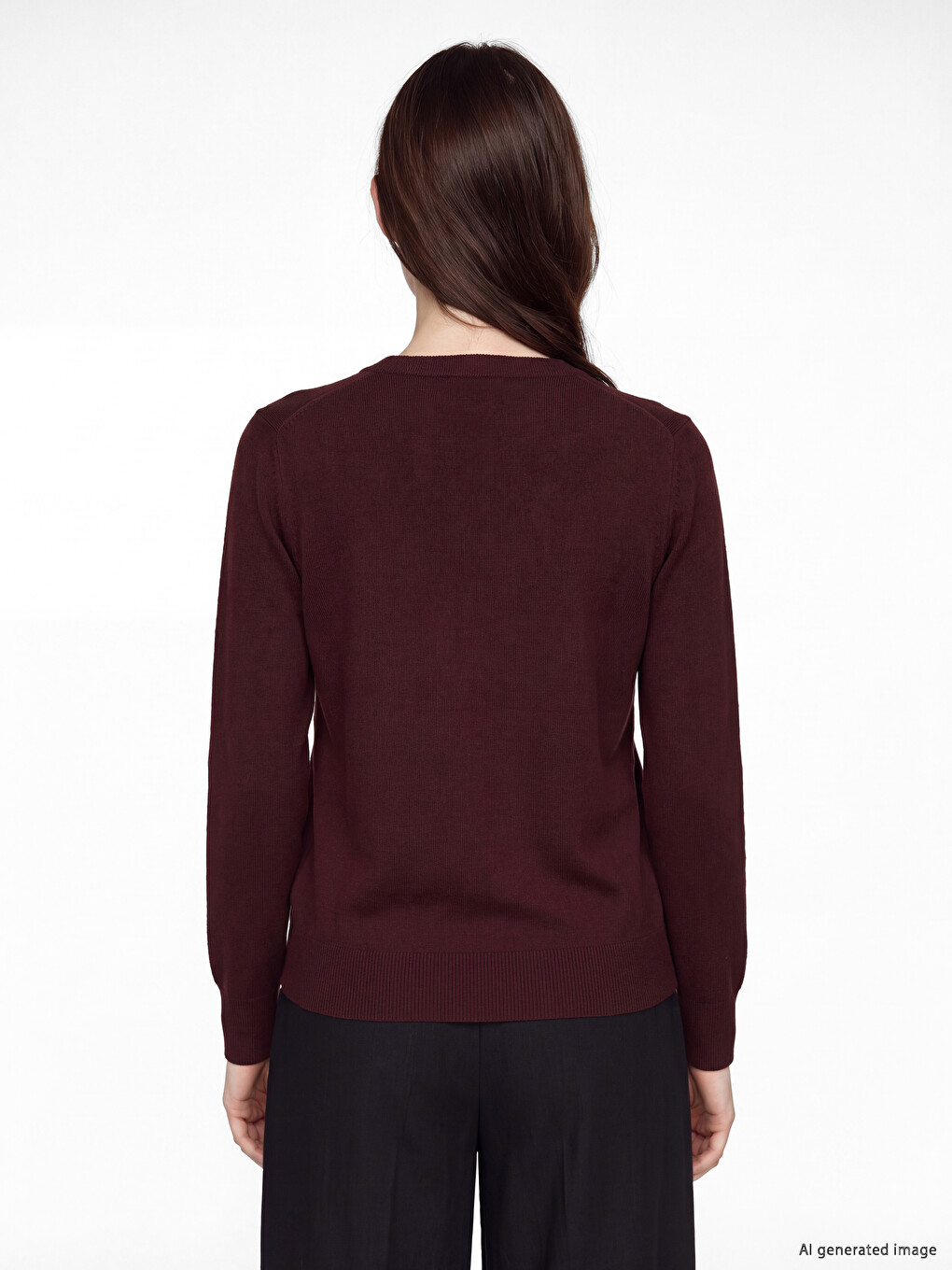 Bordo Bisiklet Yaka Kadın Triko Tunik-4