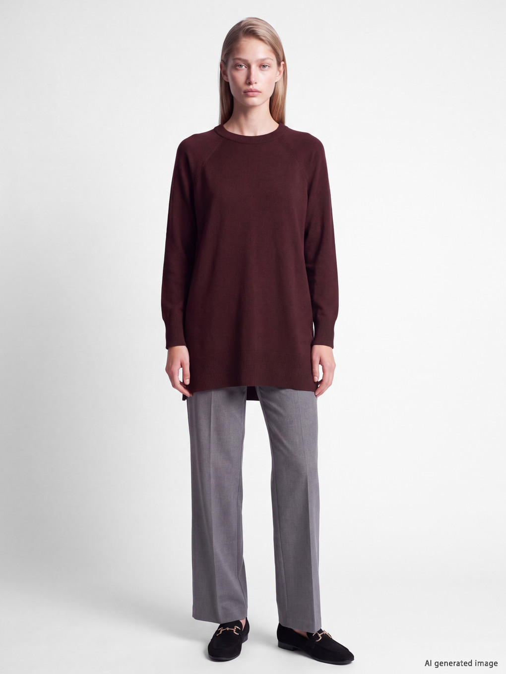 Crew Neck Women's Knitwear Tunic-1