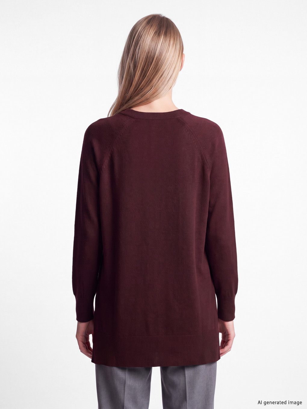 Crew Neck Women's Knitwear Tunic-4