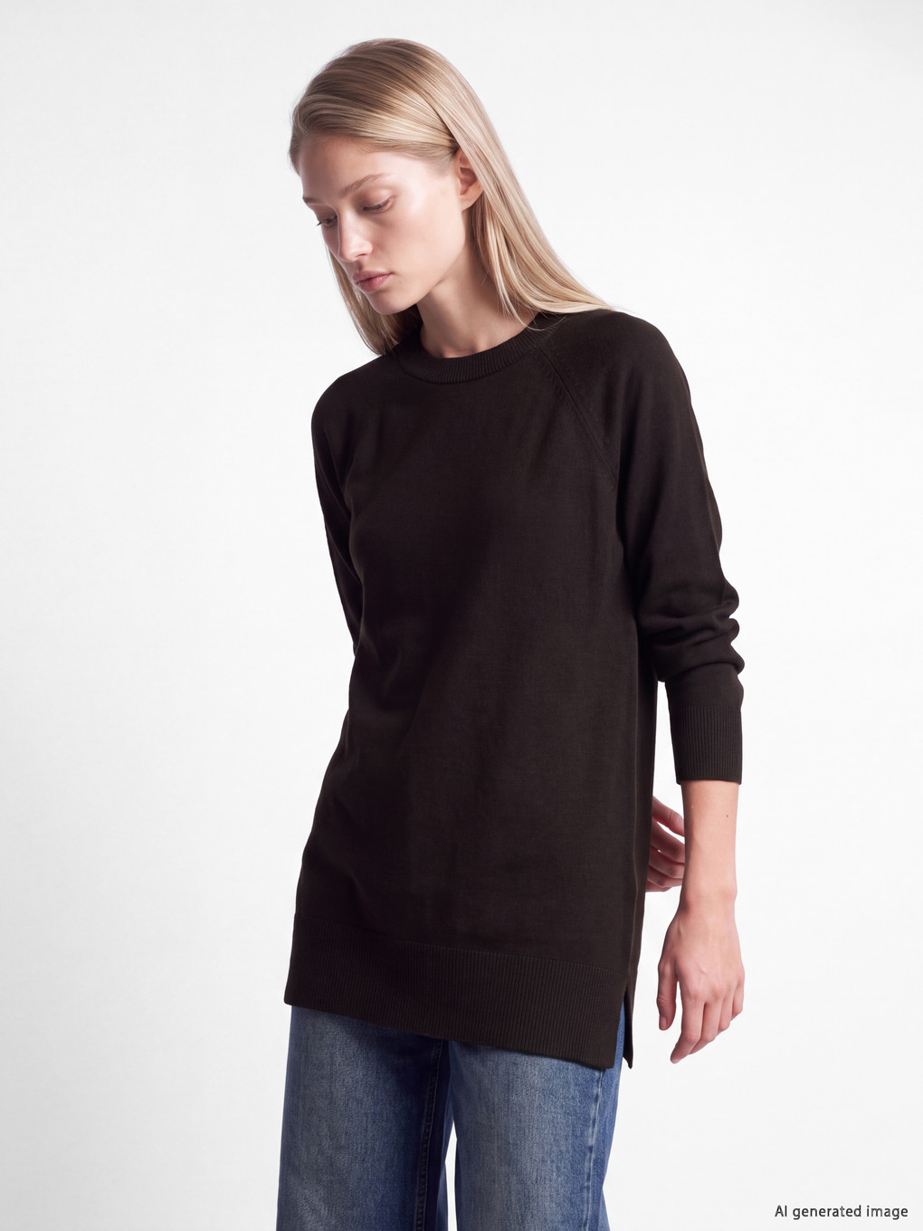 Crew Neck Women's Knitwear Tunic