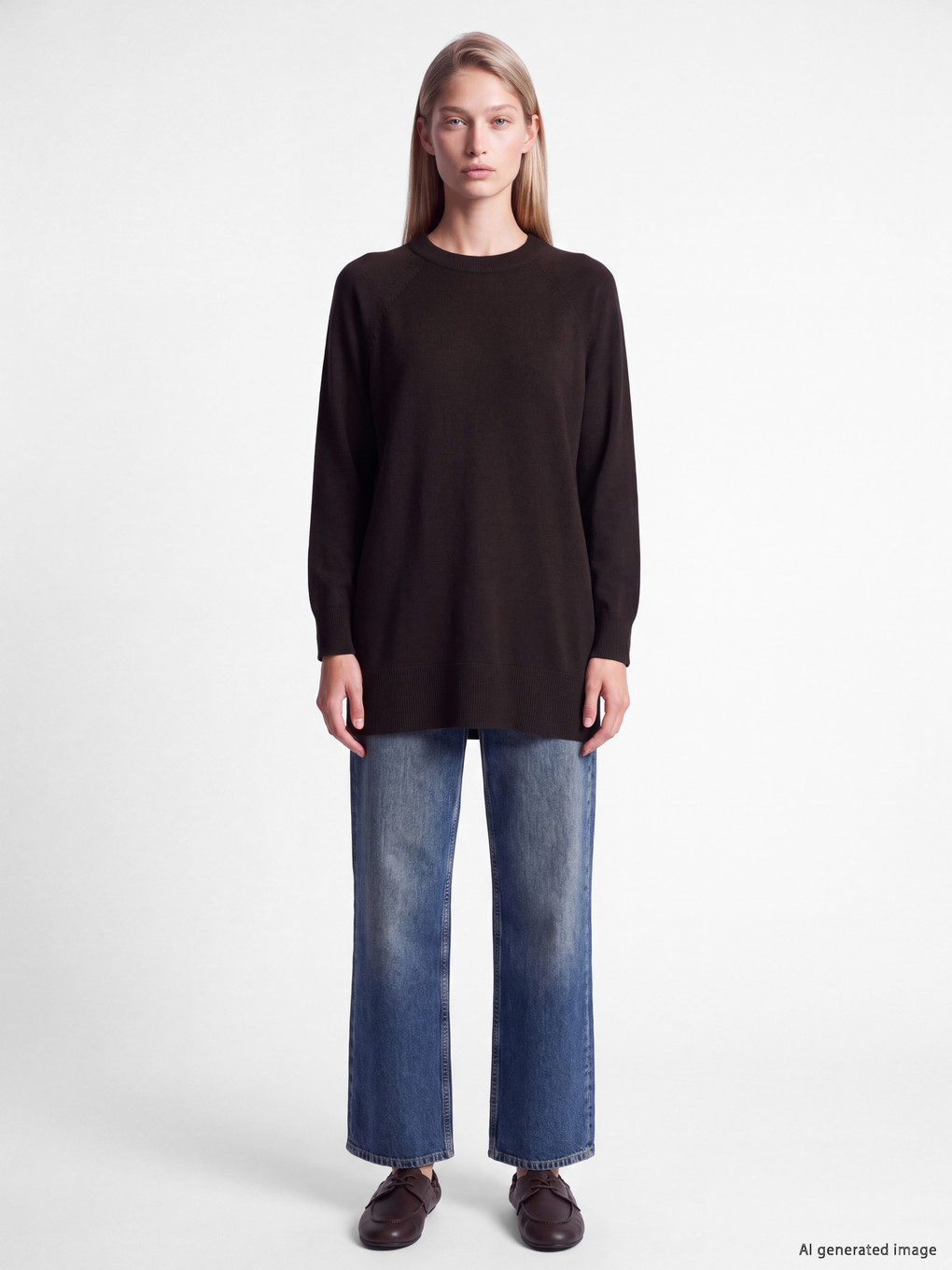 Crew Neck Women's Knitwear Tunic-1