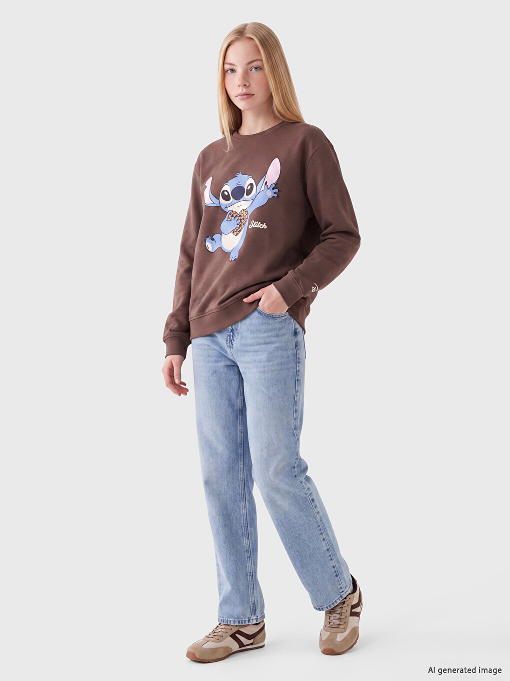 Ženska Debela Oversize Majica S Kapuljačom S Tiskanim Stitch Uzorkom-1