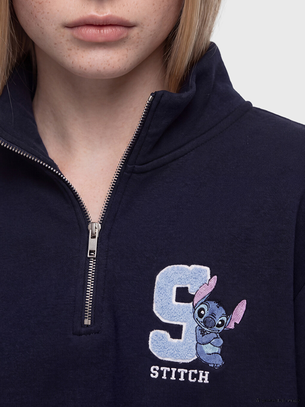 Ženska Debela Oversize Dukserica S Vezenim Stitch Motivom-2
