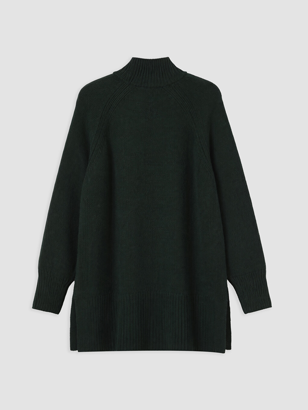 Yeşil Yarım Balıkçı Yaka Oversize Kadın Triko Tunik-1