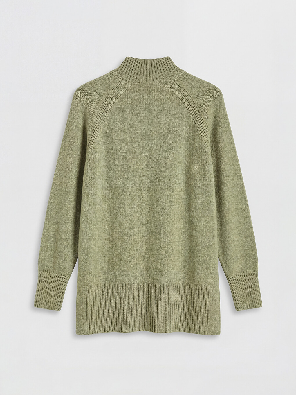 Yeşil Yarım Balıkçı Yaka Oversize Kadın Triko Tunik-5