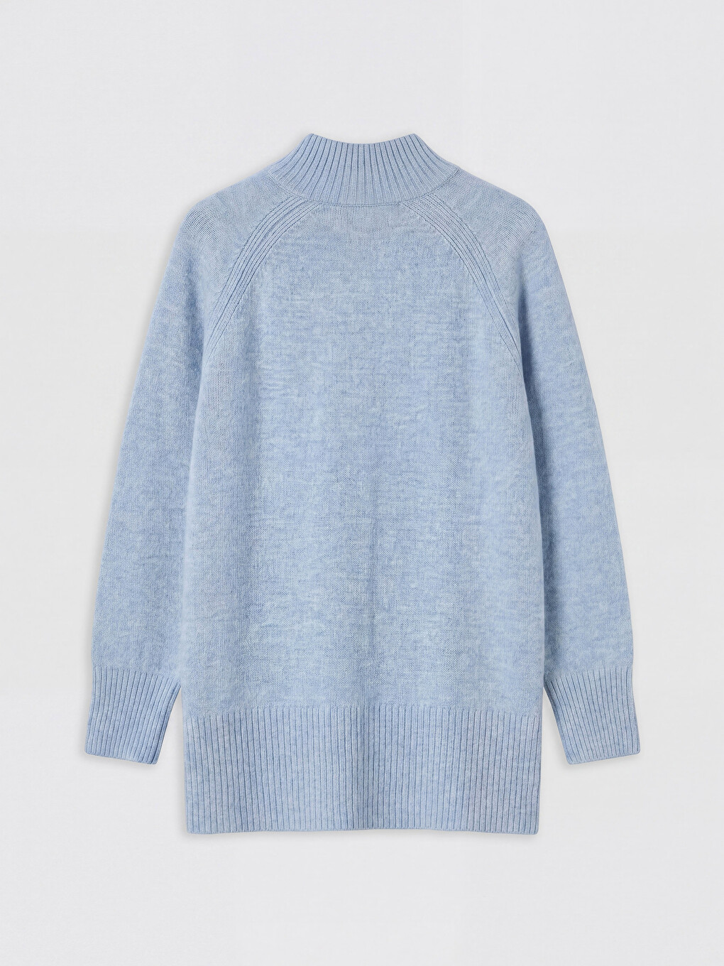 Mavi Yarım Balıkçı Yaka Oversize Kadın Triko Tunik-5