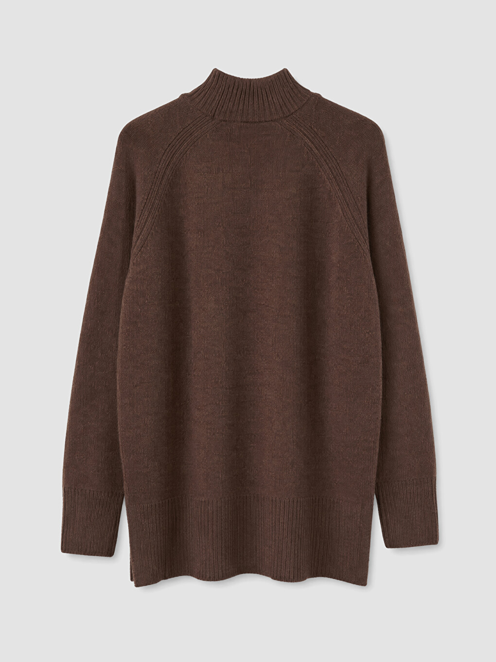 Kahverengi Yarım Balıkçı Yaka Oversize Kadın Triko Tunik-6