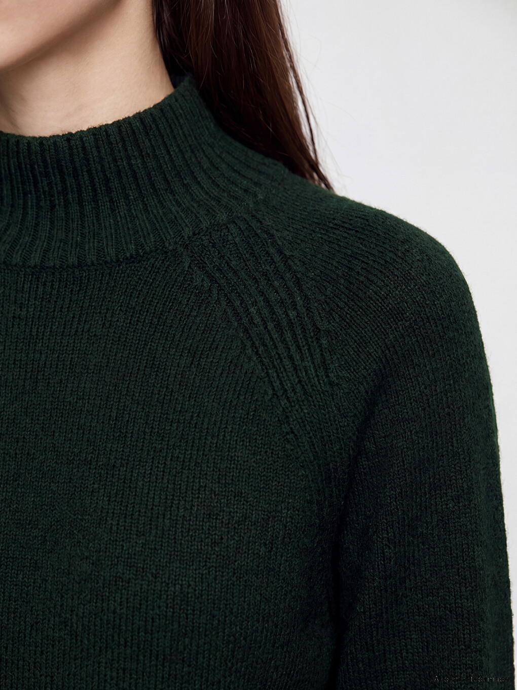 Yeşil Yarım Balıkçı Yaka Oversize Kadın Triko Tunik-3