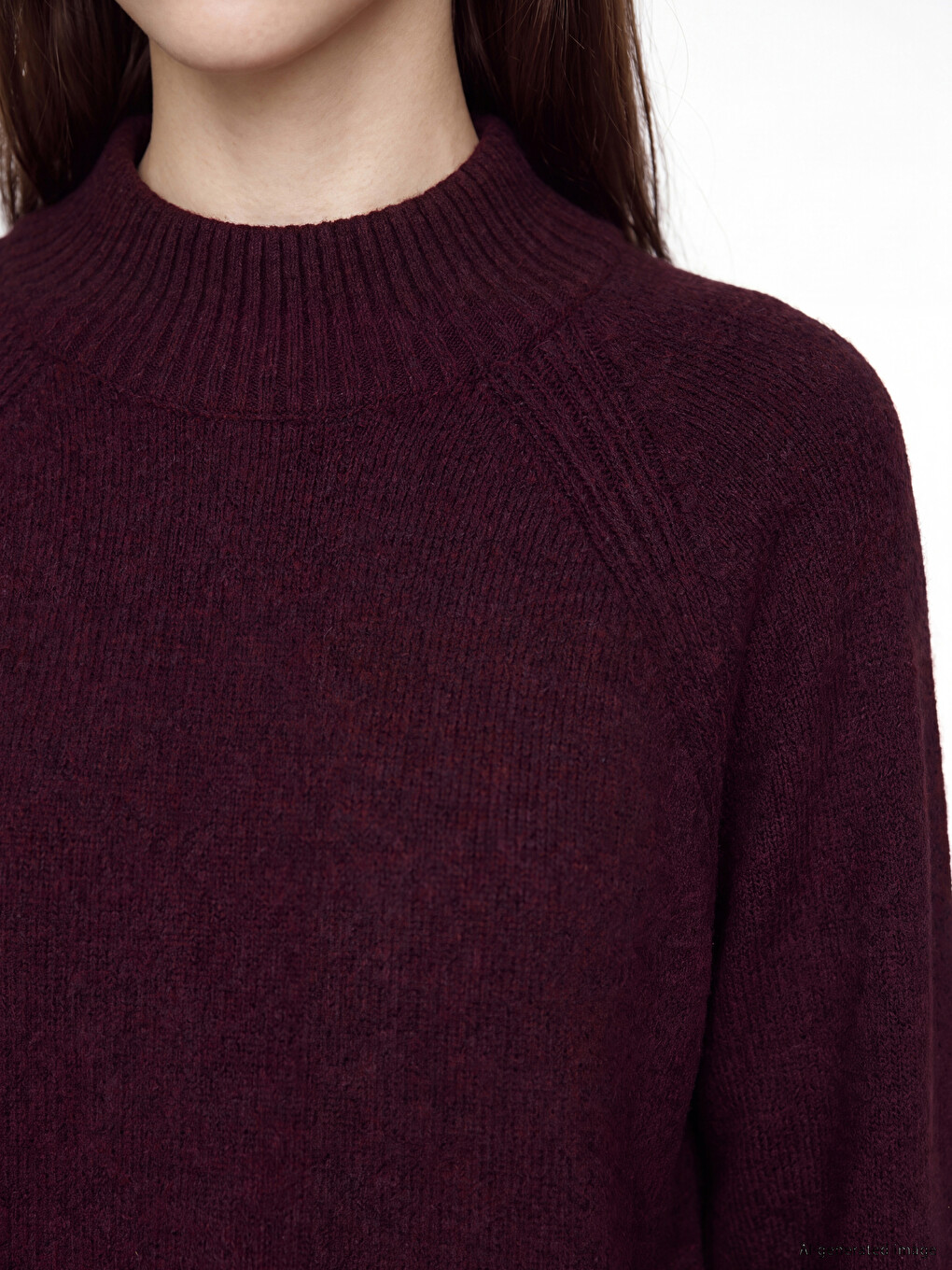 Mor Yarım Balıkçı Yaka Oversize Kadın Triko Tunik-2