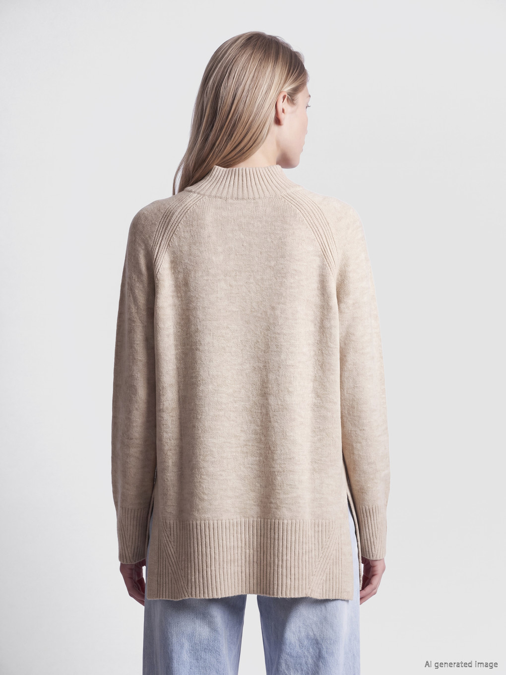 Mock Turtleneck Oversize Women's Knitwear Tunic-5