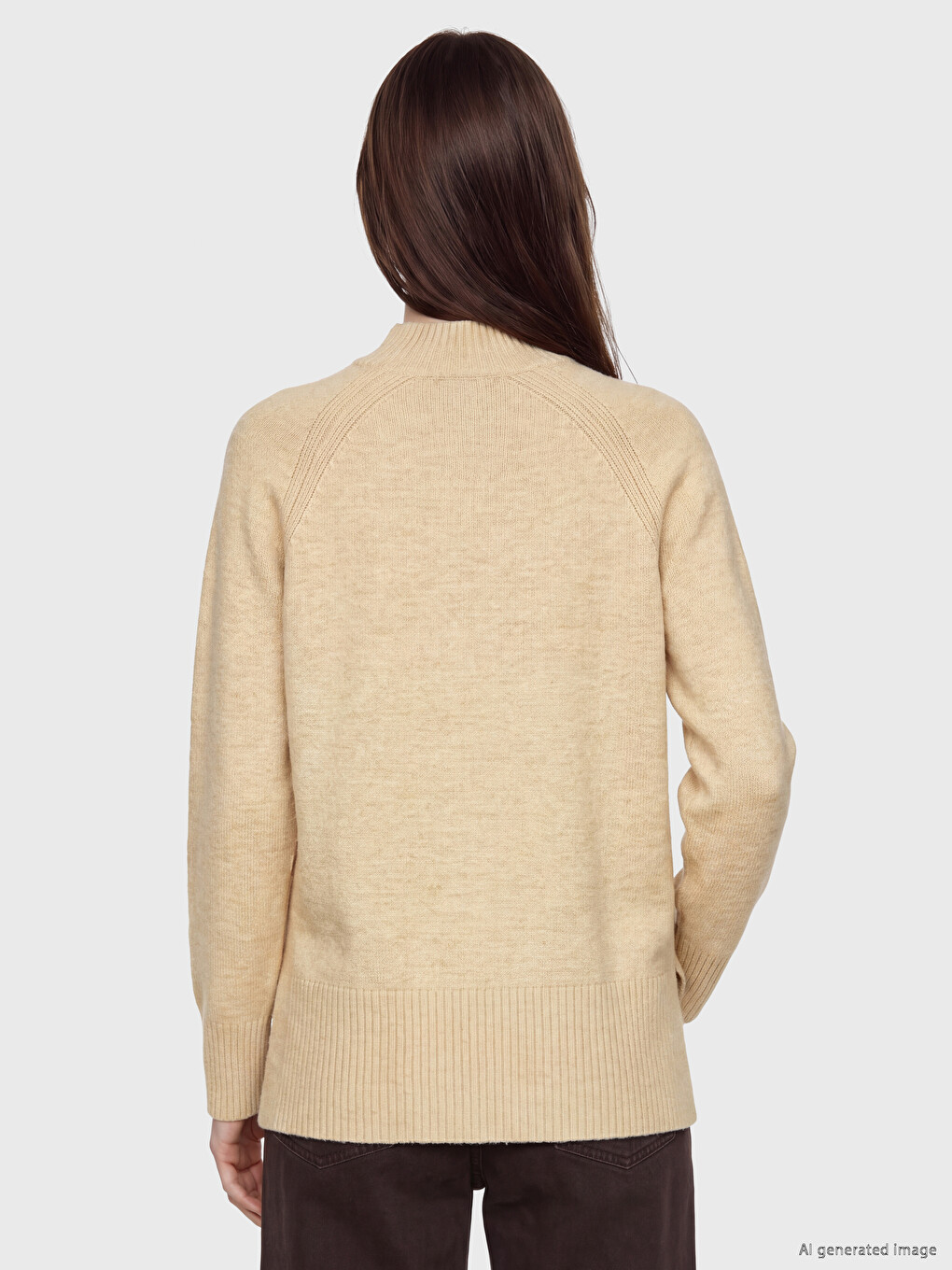 Sarı Yarım Balıkçı Yaka Oversize Kadın Triko Tunik-4