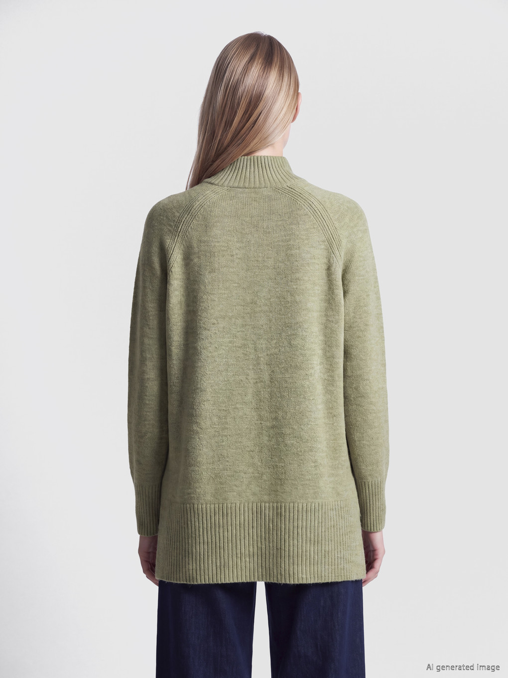 Mock Turtleneck Oversize Women's Knitwear Tunic-5