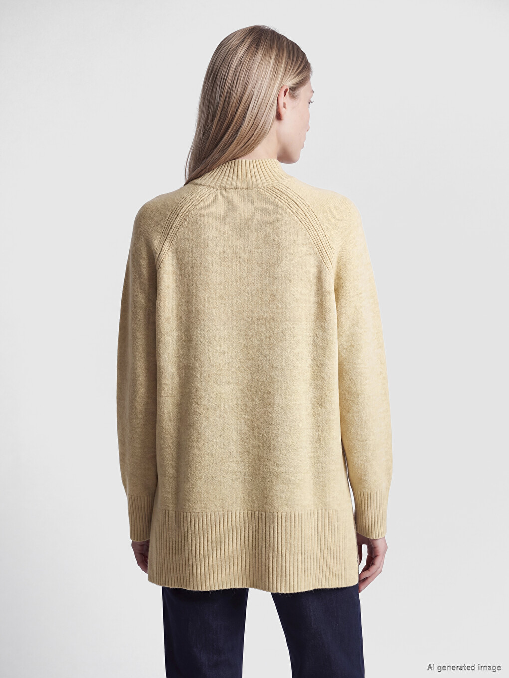 Mock Turtleneck Oversize Women's Knitwear Tunic-4