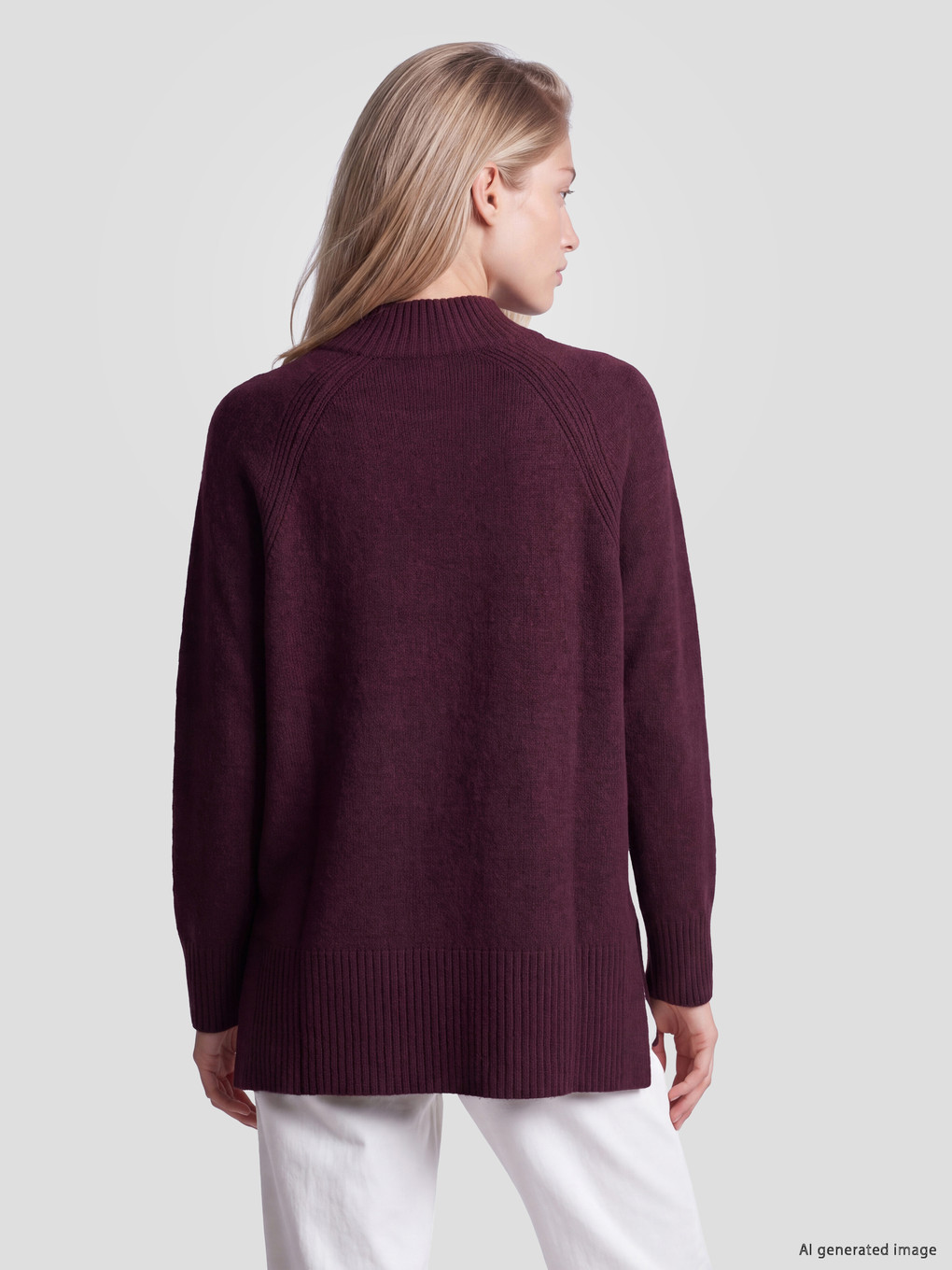 Mor Yarım Balıkçı Yaka Oversize Kadın Triko Tunik-10