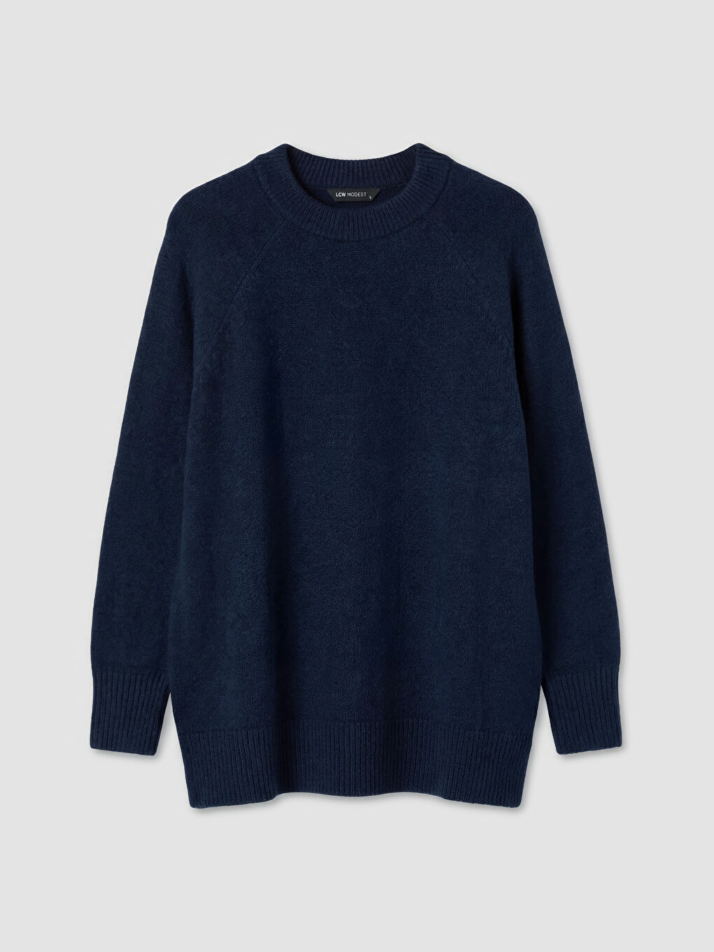 Lacivert Bisiklet Yaka Oversize Kadın Triko Tunik