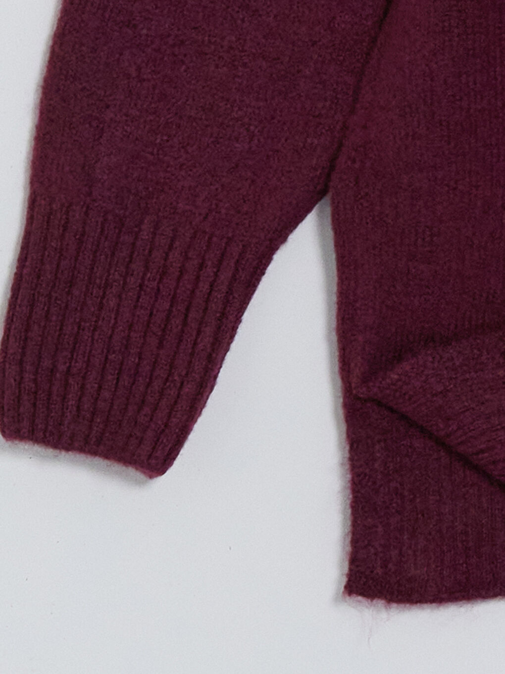 Bordo Bisiklet Yaka Oversize Kadın Triko Tunik-7