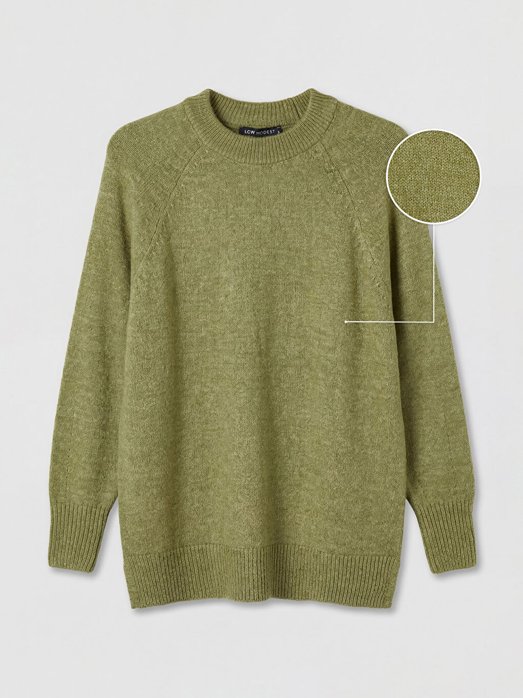 Yeşil Bisiklet Yaka Oversize Kadın Triko Tunik-4