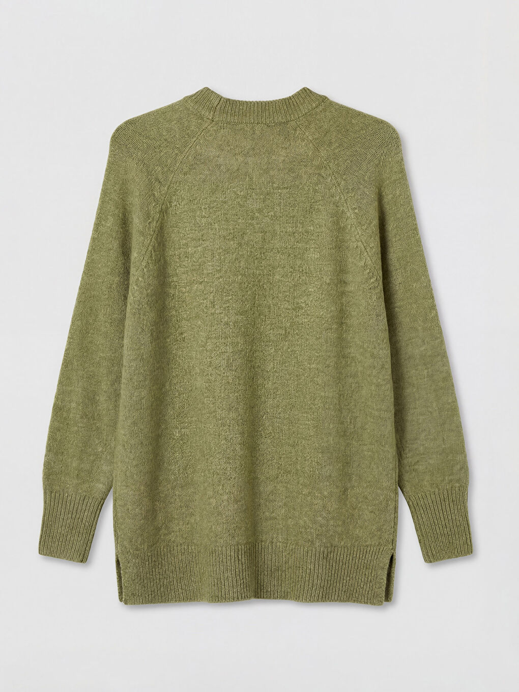 Yeşil Bisiklet Yaka Oversize Kadın Triko Tunik-5