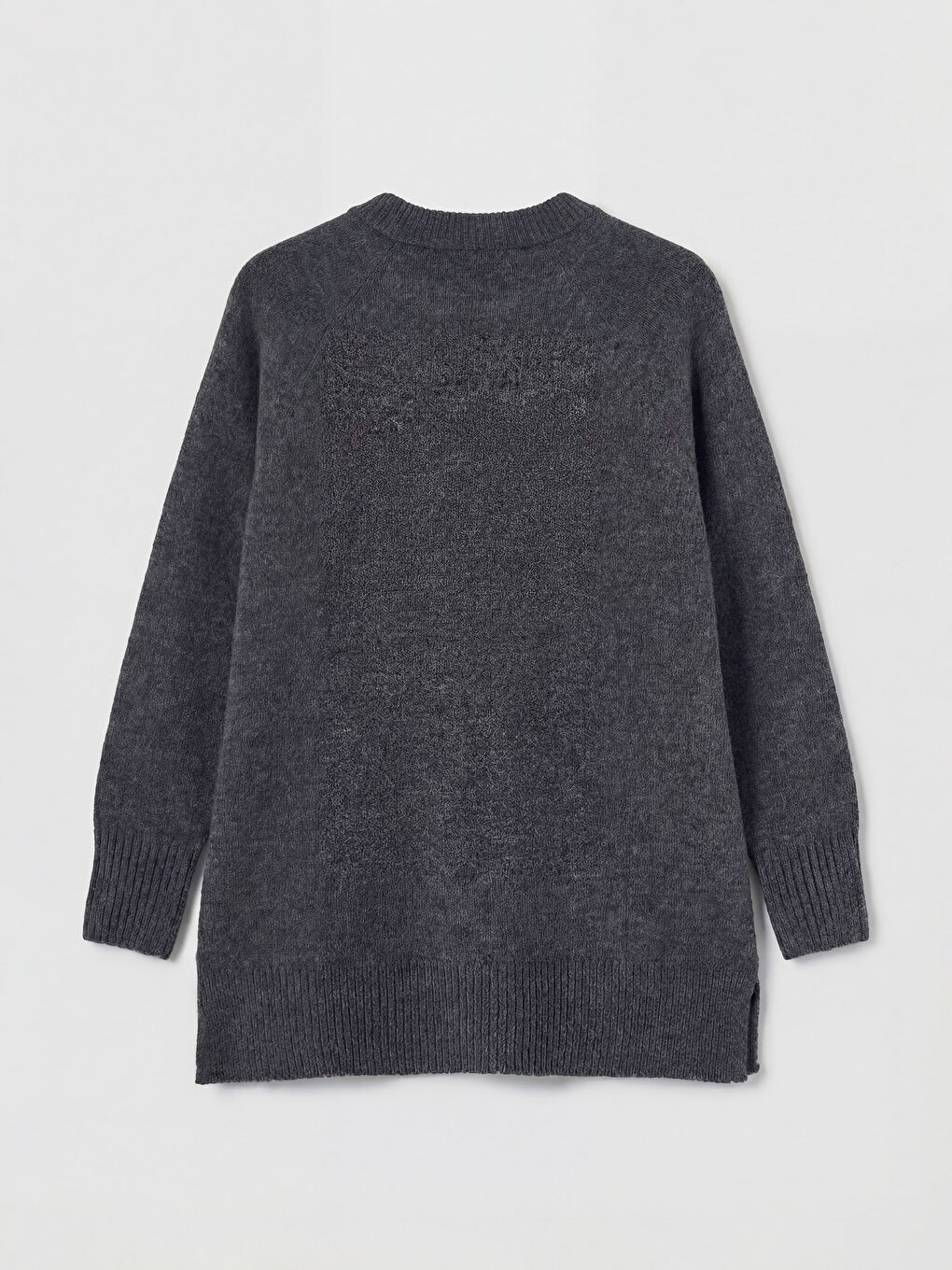 Gri Bisiklet Yaka Oversize Kadın Triko Tunik-5