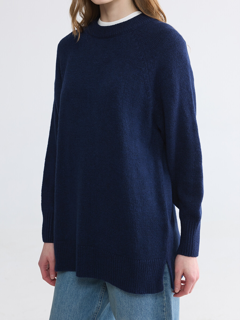 Crew Neck Oversize Women's Knitwear Tunic-2