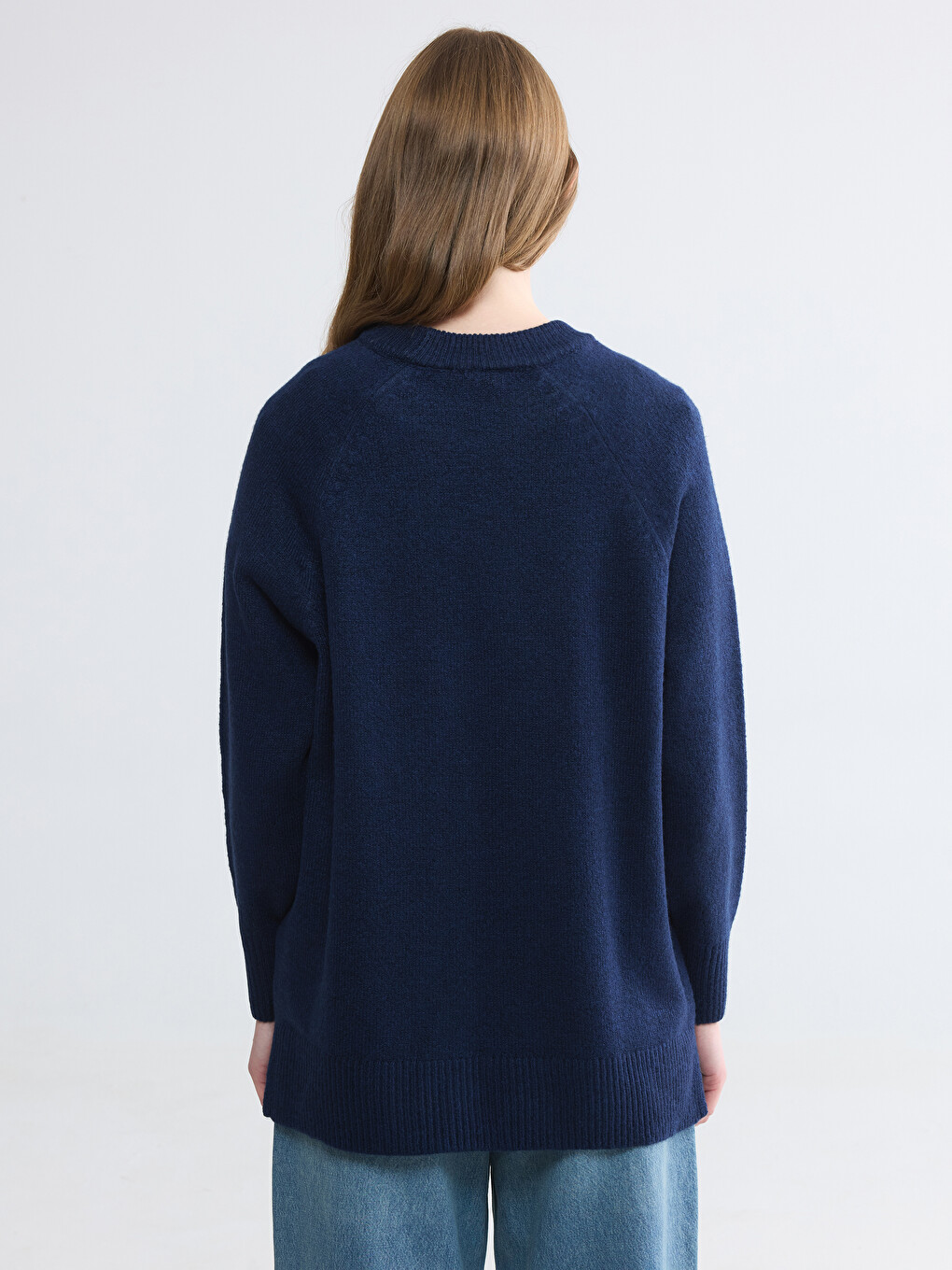Crew Neck Oversize Women's Knitwear Tunic-3