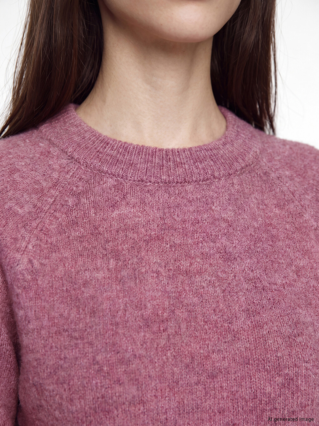 Pembe Bisiklet Yaka Oversize Kadın Triko Tunik-3