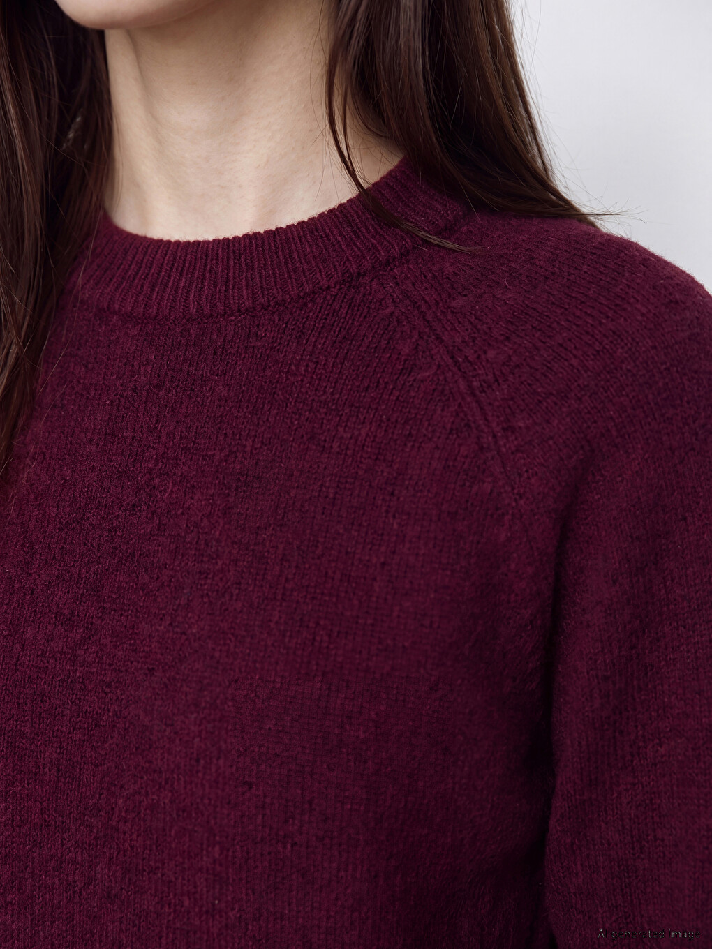 Bordo Bisiklet Yaka Oversize Kadın Triko Tunik-3
