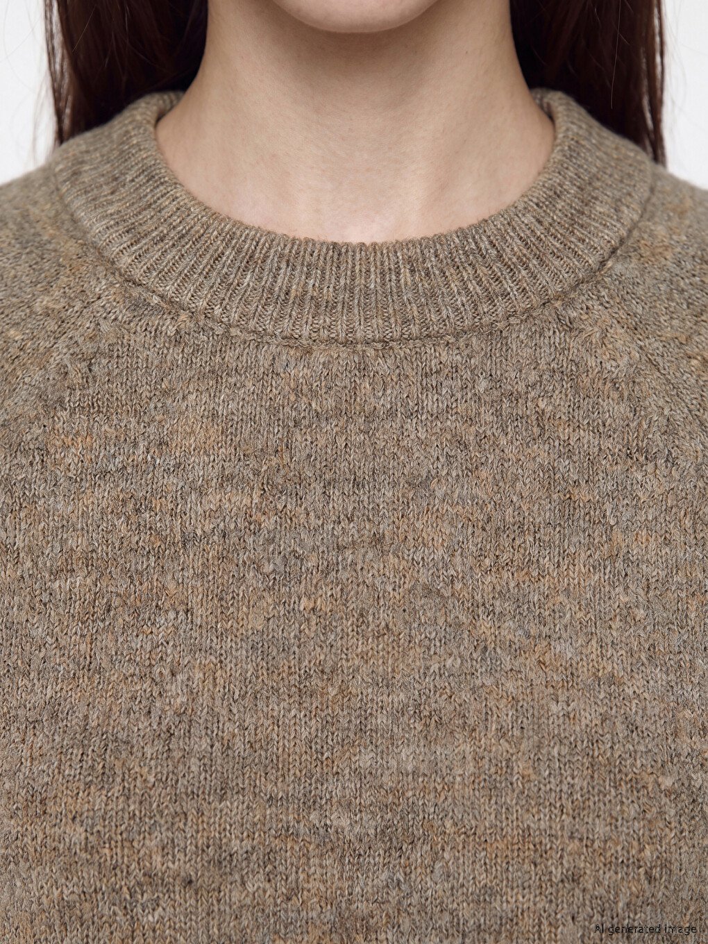 Kahverengi Bisiklet Yaka Oversize Kadın Triko Tunik-3