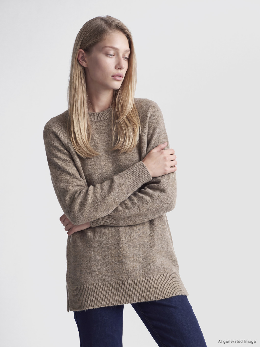 Crew Neck Oversize Women's Knitwear Tunic
