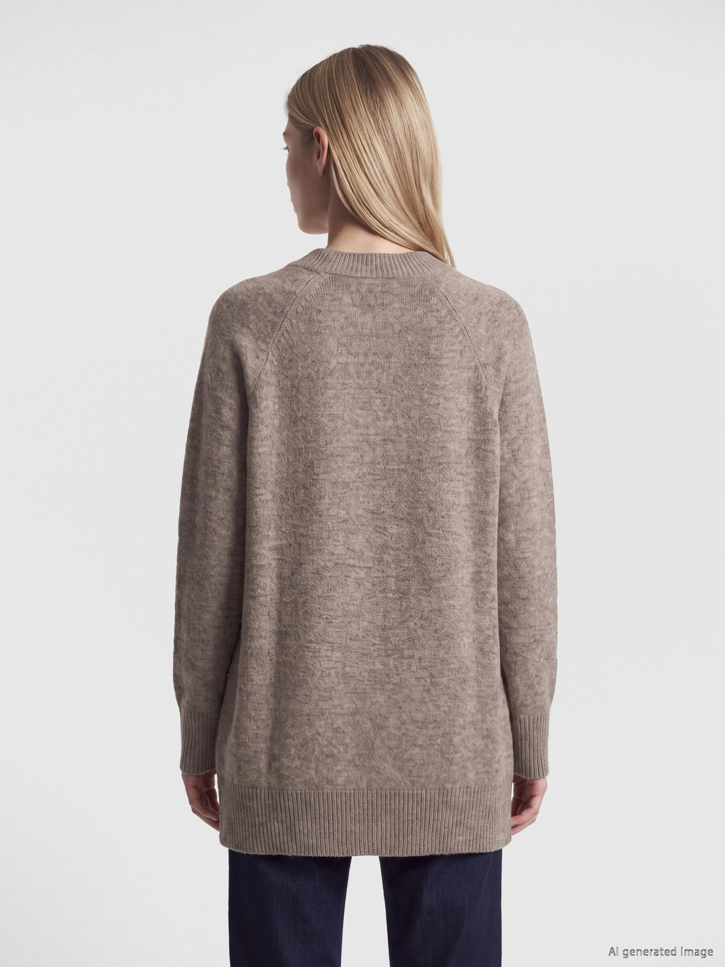 Crew Neck Oversize Women's Knitwear Tunic-4
