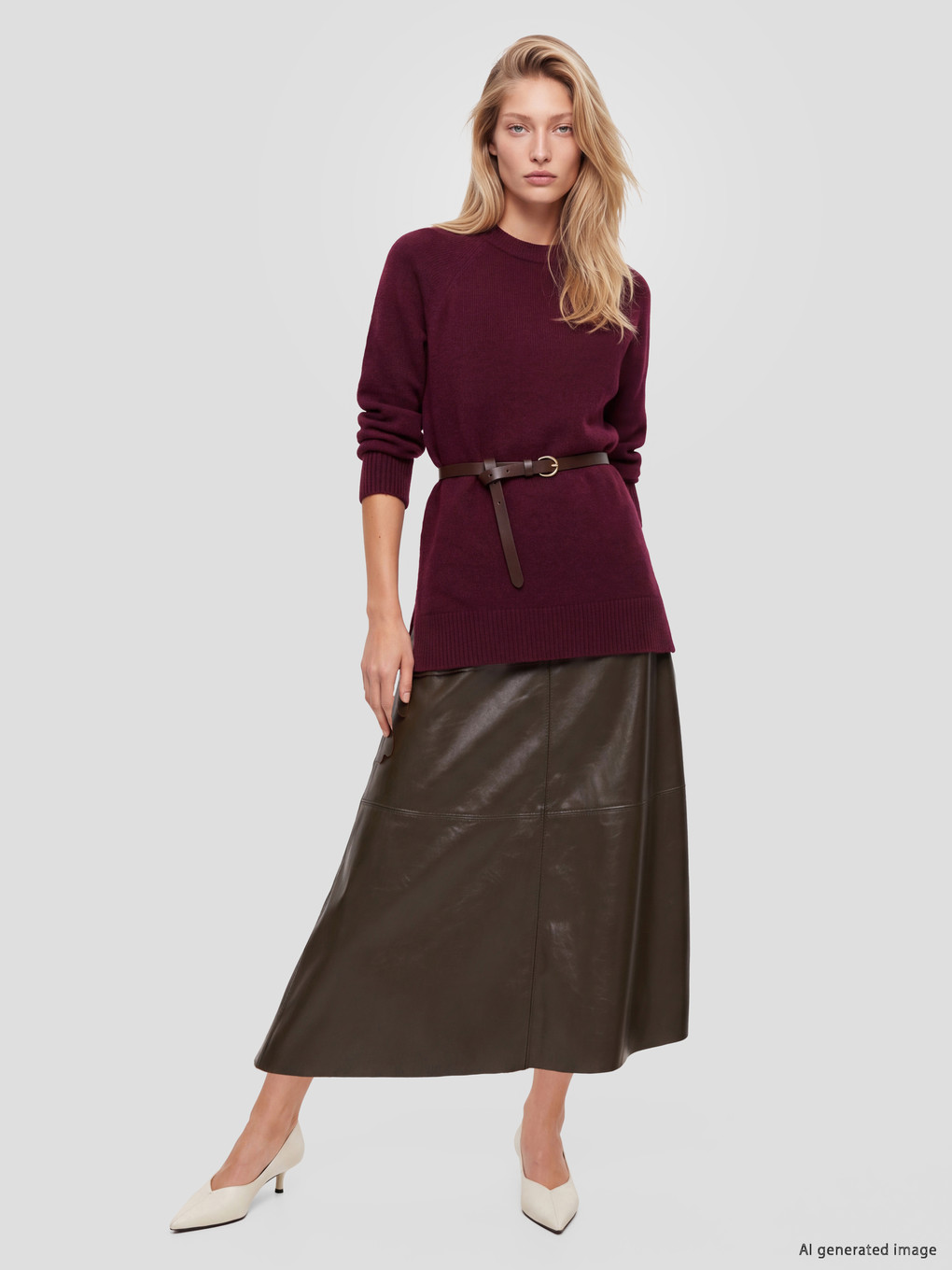 Crew Neck Oversize Women's Knitwear Tunic-2