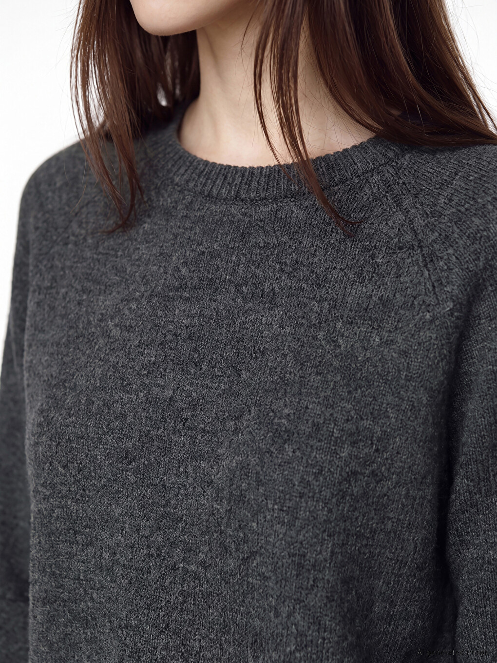 Gri Bisiklet Yaka Oversize Kadın Triko Tunik-3