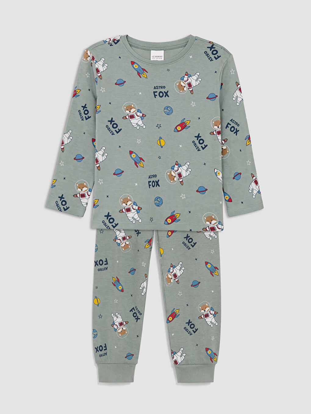 Set De Pijama Imprimat Pentru Băieți Cu Guler Rotund