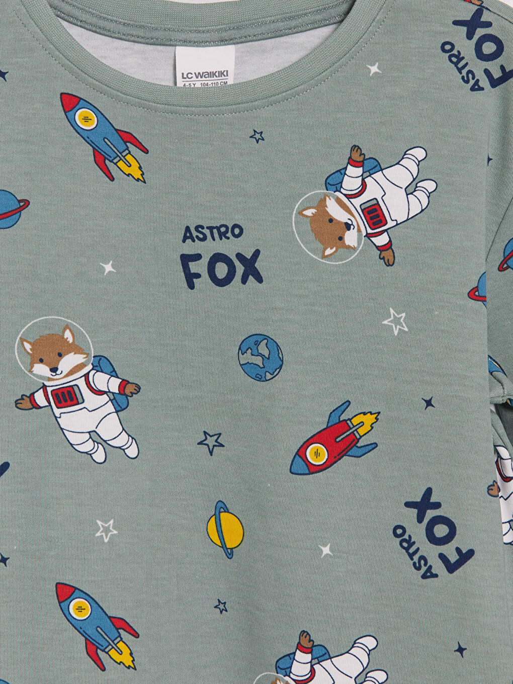 Set De Pijama Imprimat Pentru Băieți Cu Guler Rotund-3