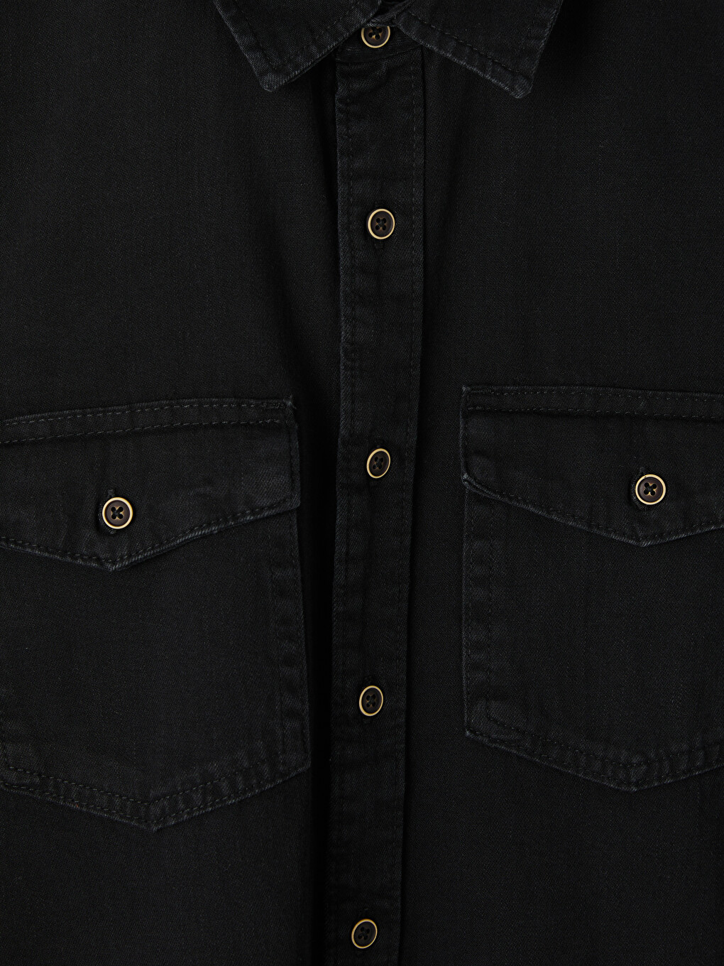 Siyah Regular Fit Erkek Jean Gömlek-5