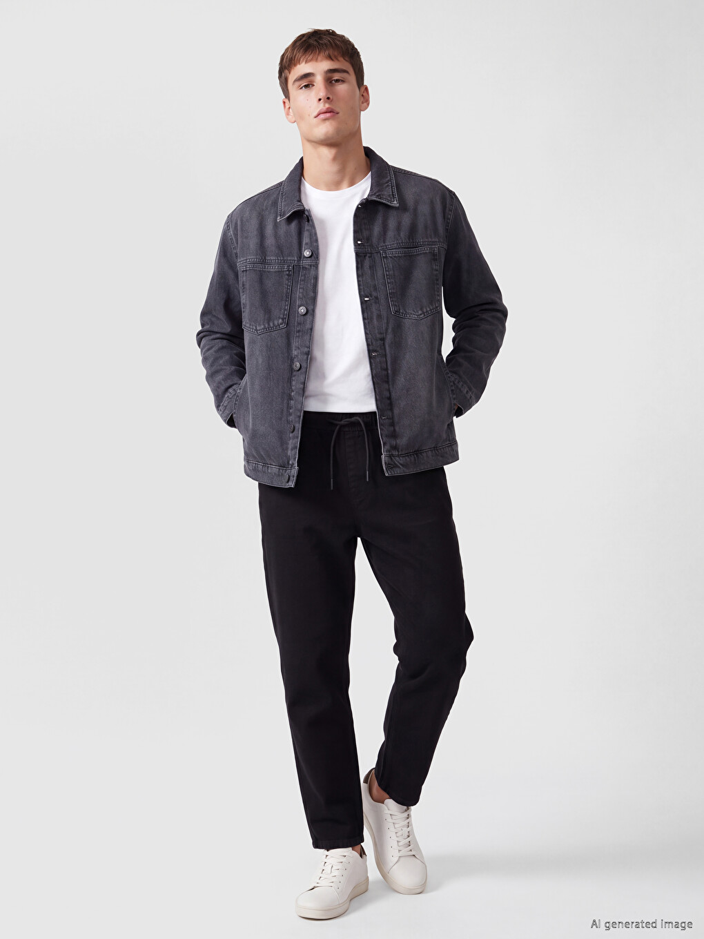 Gri Loose Fit Erkek Jean Ceket-1