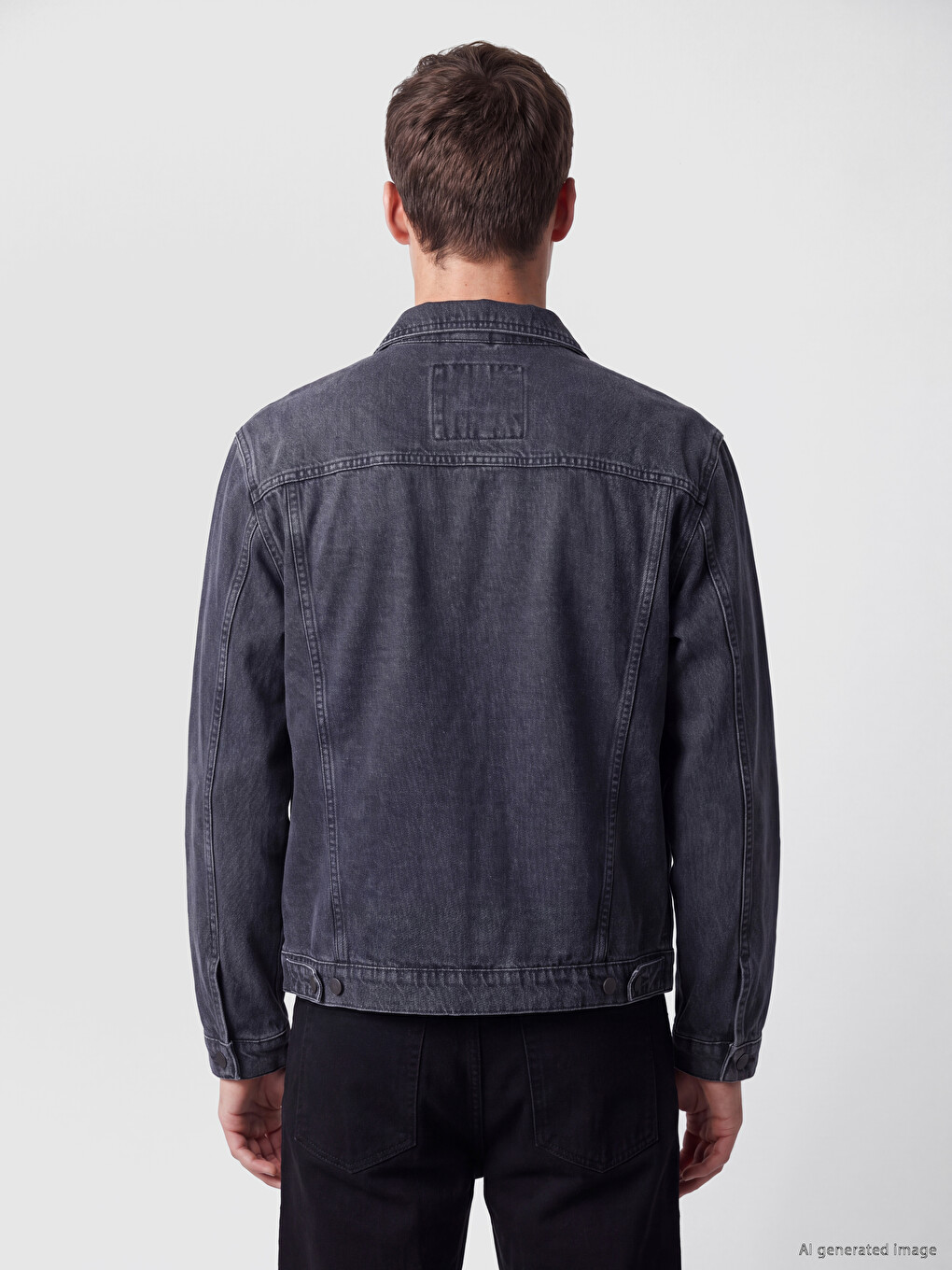 Gri Loose Fit Erkek Jean Ceket-3