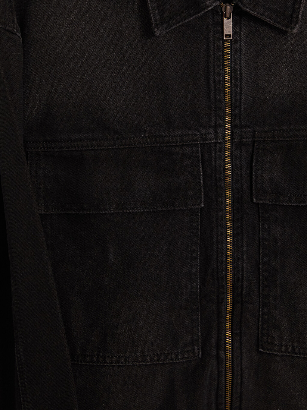 Siyah Loose Fit Erkek Jean Ceket-6