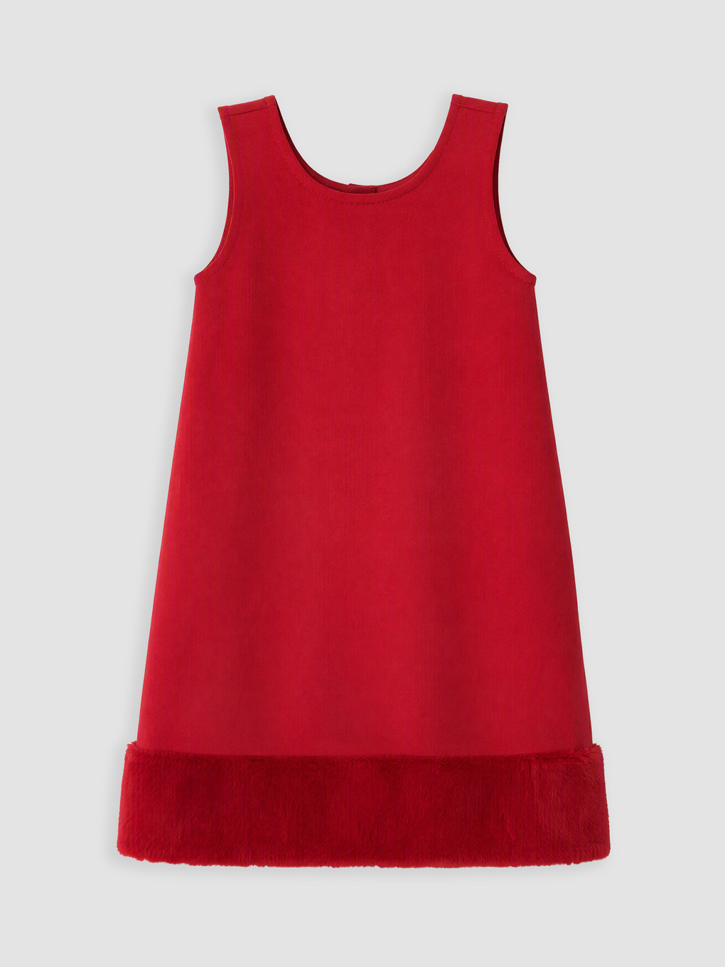 Crew Neck Plush Detailed Girls' Dress