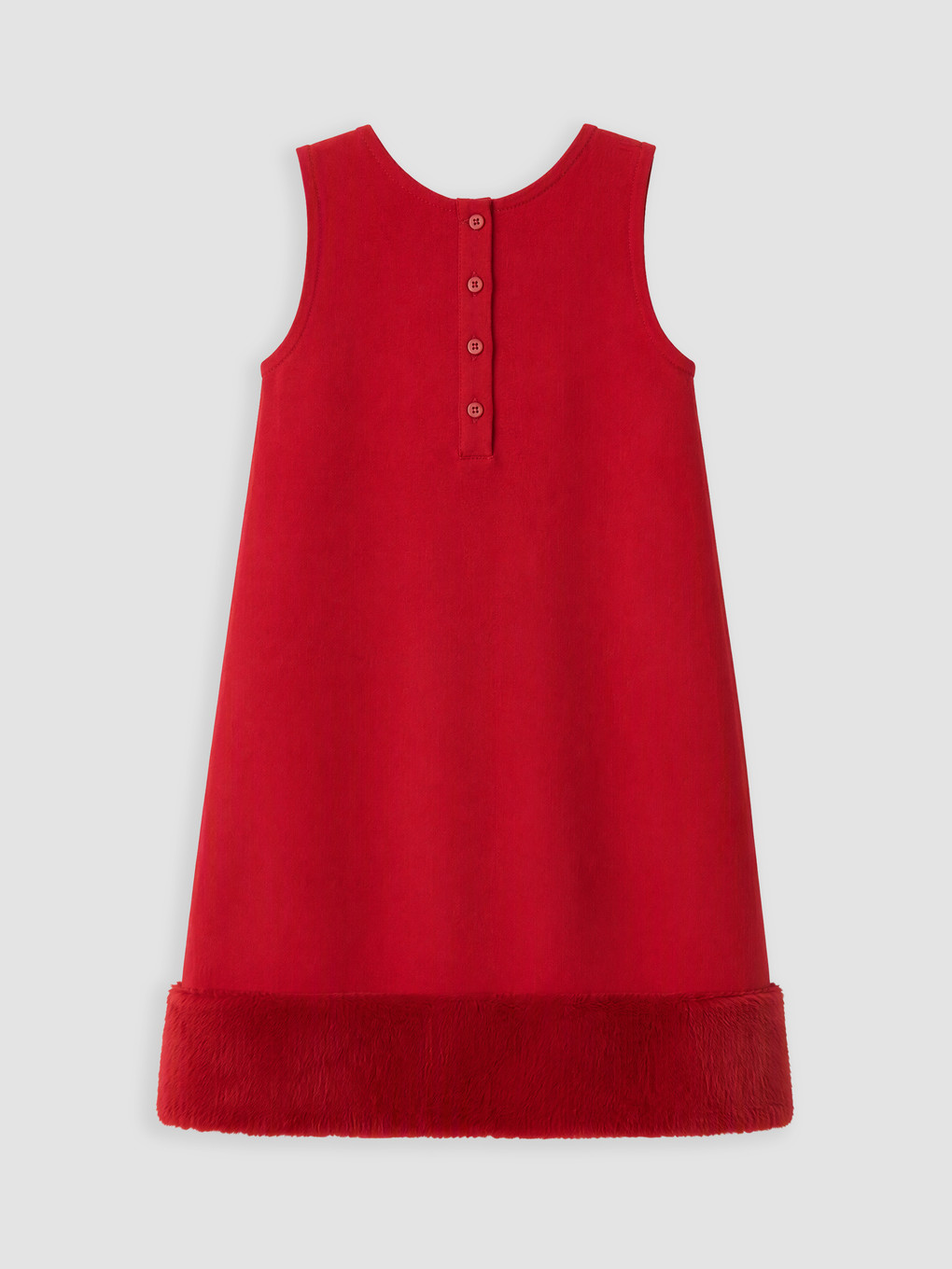 Crew Neck Plush Detailed Girls' Dress-2