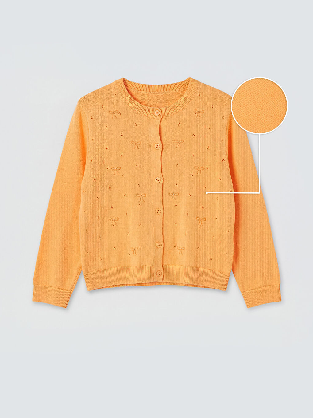 Turuncu Bisiklet Yaka Kız Çocuk Triko Hırka