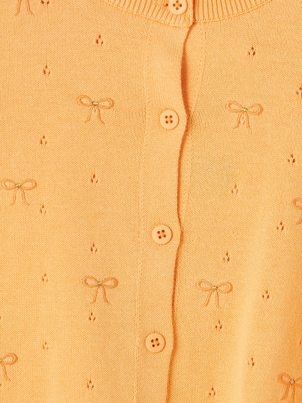 Turuncu Bisiklet Yaka Kız Çocuk Triko Hırka-2